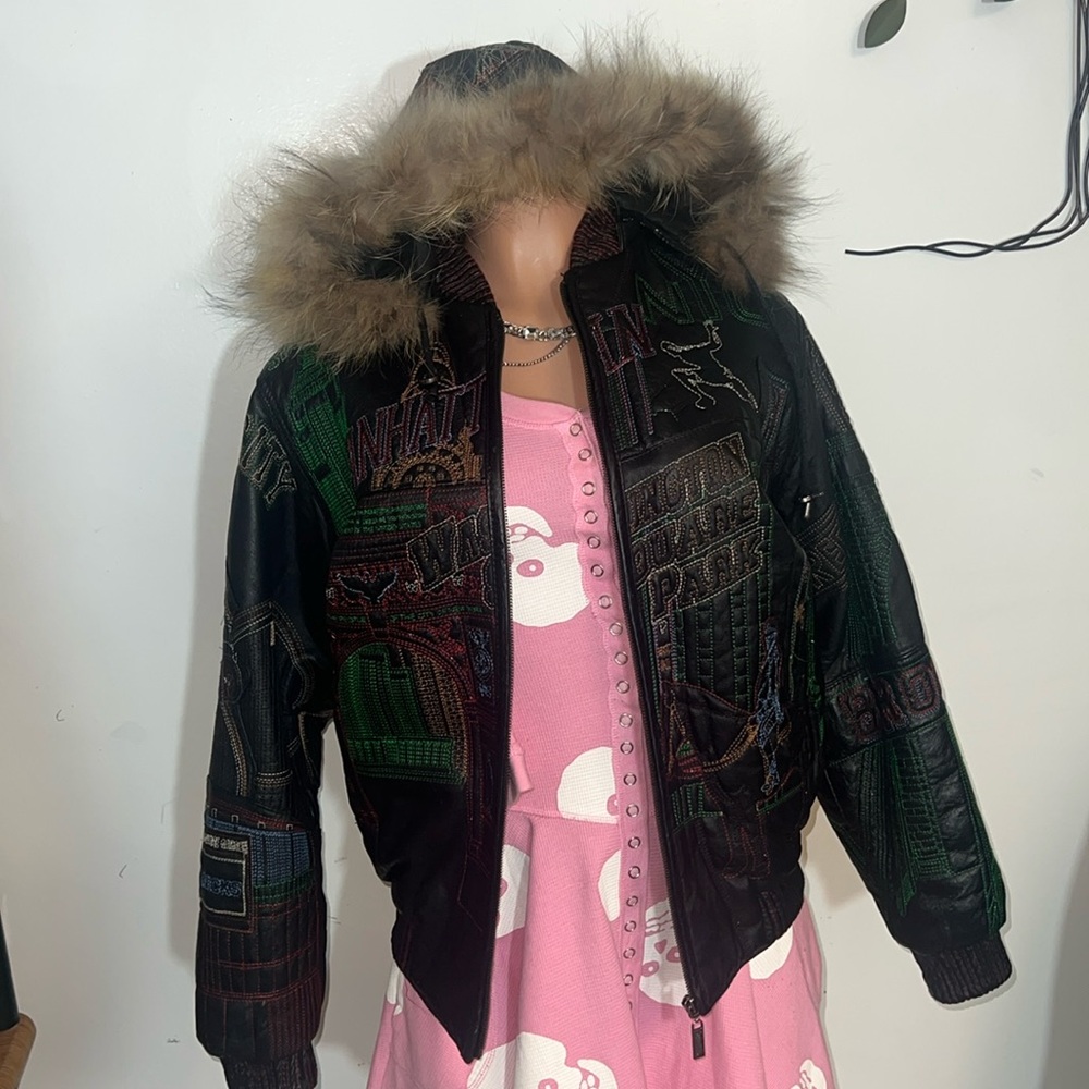 Shell, genuine, leather coat